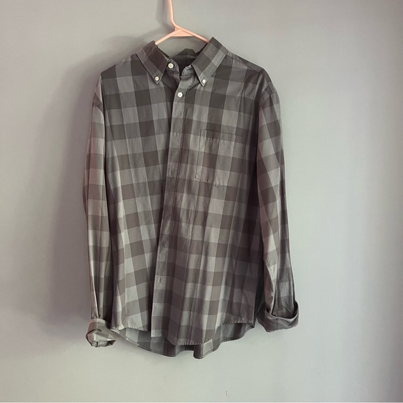 Merona Other - Men’s casual long sleeve collared shirt dark grey plaid button up